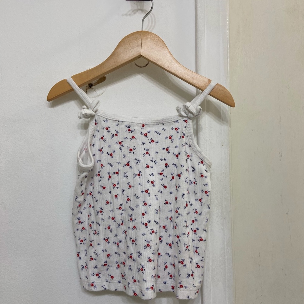 GAP Baby Girls White Floral Ribbed Knit Tank Top